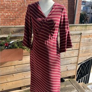 Comrags | Burgundy Striped Dress w/Bell Sleeves